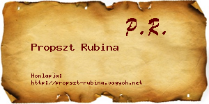Propszt Rubina névjegykártya